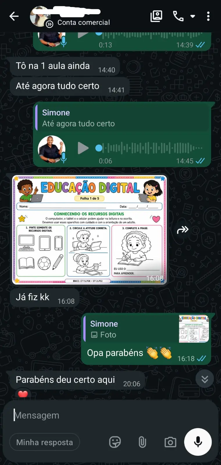 Print do WhatsApp - Depoimento 2